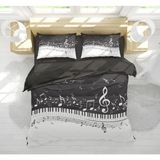 Erays Home Nota Melodi 3D Çift Kişilik Nevresim Takımı - 200 x 220 cm - Siyah - Beyaz