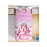 Erays Home Prenses ve Unicorn 3D Dijital Baskılı Tek Kişilik Nevresim Takımı Kız Çocuk Nevresim Takımı