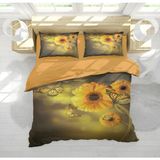 Erays Home Sarı Çiçek Kelebek Temalı 3D Çift Kişilik Nevresim Takımı - 200 x 220 cm