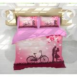 Erays Home Sevgililer Günü Çift Kişilik Nevresim Takımı - 200 x 220 cm - Açık Pembe - Beyaz