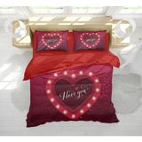 Erays Home Sevgililer Günü Çift Kişilik Nevresim Takımı - 200 x 220 cm - Çilek Kırmızısı