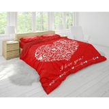 Erays Home Sevgililer Günü Çift Kişilik Nevresim Takımı - 200 x 220 cm - Kırmızı - Beyaz