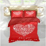 Erays Home Sevgililer Günü Çift Kişilik Nevresim Takımı - 200 x 220 cm - Kırmızı - Pembe