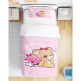 Erays Home Sevimli Ayıcık Bear 3D Dijital Baskılı Tek Kişilik Nevresim Takımı Çocuk Kız Nevresim Takımı - Pembe - 160 x 220 cm