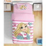 Erays Home Sevimli Kız 3D Dijital Baskılı Tek Kişilik Nevresim Takımı Çocuk Kız Nevresim Takımı Love Girl - Pembe - 160 x 220 cm