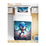 Erays Home Sonic Desenli Pamuku 3D Dijital Baskılı Tek Kişilik Çarşafsız Erkek Çocuk Nevresim Takımı