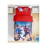 Erays Home Spderman Sonic Çizgi Kahraman Desenli 3D Dijital Baskılı Tek Kişilik Çarşafsız Erkek Çocuk Nevresim Takımı Uyku Seti