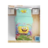 Erays Home Sünger Bob Desenli 3D Dijital Baskılı Tek Kişilik Çarşafsız Çocuk Nevresim Takımı