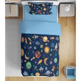 Erays Home Uzay & Gezegen 3D Dijital Baskılı Tek Kişilik Nevresim Takımı Genç Nevresim Takımı - 160 x 220 cm - Mavi
