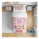 Erayshome Hediyelik BTS Tek Kişilik 3d Nevresim Takımı (Pembe)
