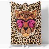 Erayshome Leopar Desenli Baskılı Polar Tv Battaniyesi - 140 x 170 cm - Kahverengi