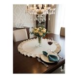 Erba kreasyon yuvarlak fırfırlı runner %100 ham keten 60x60 masa örtüsü