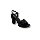 Erbay 308-26 Parlak Saten Çapraz Bant Kalın Topuk Kadın Sandalet(11Cm)