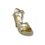 Erbay 308-26 Parlak Sıvama Deri Çapraz Bant Kalın Topuk Kadın Sandalet(11Cm)