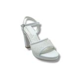 Erbay 320-26 Simli Dantelli Cilt Tek Bant Kalın Topuk Kadın Sandalet(11Cm)