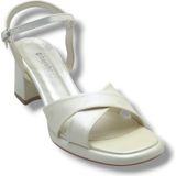 Erbay 405-26 Cilt Deri Çapraz Bant Kalın Topuk Kadın Sandalet 41-42(7cm) - Krem