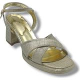 Erbay 405-26 Simli Çupra Kumaş Çapraz Bant Kalın Topuk Kadın Sandalet 41(7cm) - Altın