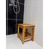 Erbaylar Polyester Banyo Taburesi kayın ağacından 39cm yüksekliği klasik açık meşe - Ahşap