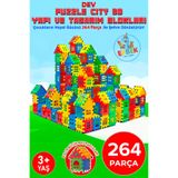 Erbek DEV Puzzle City 3D Yapı Ve Tasarım Blokları 264 Parça Eğitici, Zeka Geliştirici Oyuncak
