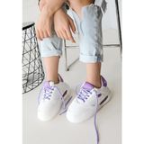 Erbilden Chris Beyaz Cilt Lila Detaylı Bağcıklı Kadın Spor Ayakkabı - Beyaz - Lila