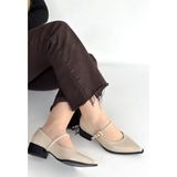 Erbilden Galye Bej Cilt Topuklu Ayakkabı - (DipCamo)Charcoal-White