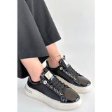 Erbilden Hley Siyah Rugan Paraşüt Detaylı Bağcıklı Kadın Spor Ayakkabı
