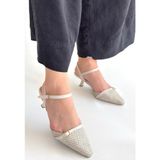Erbilden Lanna Bej Cilt Topuklu Ayakkabı - (DipCamo)Charcoal-White