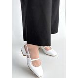 Erbilden Liva Beyaz Cilt Topuklu Ayakkabı - (DipCamo)Charcoal-White