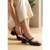 Erbilden Liva Kahverengi Cilt Topuklu Ayakkabı - (DipCamo)Charcoal-White