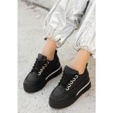 Erbilden Lulu Siyah Cilt Bağcıklı Spor Ayakkabı - (DipCamo)Charcoal-White