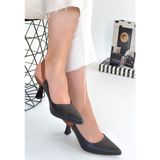 Erbilden Toran Siyah Cilt Topuklu Ayakkabı - (DipCamo)Charcoal-White
