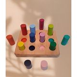 Erc Ahşap Montessori Eşleştirme Tablalı Silindirler & Masif Oyuncak - Ahşap Desenli