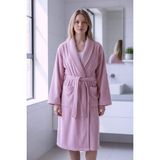 Erca Home Tekstil Ürünleri %100 Pamuklu Bornoz / Pembe Şal Yaka - Açık Pembe