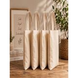 Erca Home Tekstil Ürünleri Baskısız Ham Bez Çanta Kulplu 35X45 4 Adet - 35 x 45 - Bej