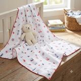 Erca Home Tekstil Ürünleri Çok Amaçlı Müslin Örtü Kız - Erkek Bebek Battaniyesi Pamuklu Yazlık Denizci Desenli 1 Ay,2 Ay,3 Ay,6 Ay,9 Ay,12 Ay - Kırmızı - 80 X 90