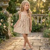 Erca Home Tekstil Ürünleri Leopar Desenli Rahat Kalıp Yazlık Elbise 3y,4y,5y,2y Kız - Bej - 5 - 6 Yaş