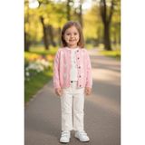 Erca Home Tekstil Ürünleri Pamuklu Kalp Desenli Kız Triko Mevsimlik 3 Lü Takım Pantolon Hırka Sweatshırt 12 Ay,2y,3y,4y Kız - 3 Yaş - Pembe