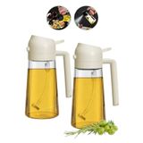Ercazzo 2 Li Sprey Yağdanlık Cam Yağdanlık 450ml Şişe Sprey Airfryer Yağlık Sirkelik Krem Renk