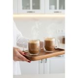 Ercazzo 2'li Çift Cidarlı Cam Kupa Bardak Seti 350ml Isıya Dayanıklı Espresso Sunum Kulplu Kahve Bardağı