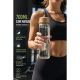 Ercazzo 700 ml Bambu Kapaklı Cam Matara Vakum Kapaklı Sızdırmaz Su Şişesi Sporcu Suluğu Taşınabilir Cam Suluk