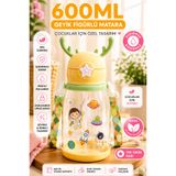 Ercazzo Geyik Kulaklı Çocuk Suluk Matara 600 ML Pipetli Omuz Askılı Sızdırmaz BPA Free Su Şişesi