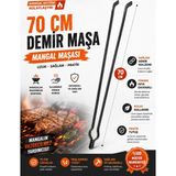 Erçelik 70 cm Demir Maşa Köz ve Mangal Maşası - Siyah
