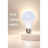Erçelik LED Ampul 12W 1180 Lümen E27 6400K Beyaz Işık 75W Eşdeğer Ampul - 12 W - 75 W
