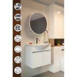 Erciyes 65Cm Seramik Lavabolu Mdf Oval Aynalı Banyo Dolabı