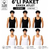 Erdem Erkek 6'lı Beyaz Penye Atlet - Siyah - Beyaz