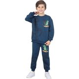 ERDEM KIDS Erkek Çocuk Dinozor Baskılı Pijama Takımı Iki Iplik Eşofman Takımı Okul Ikili Takım - 3 - 4 Yaş - Parlament Mavi