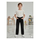 ERDEM KIDS Erkek Çocuk Pamuklu Beli Lastikli Baggy Jean Pantolon Rahat Kalıp Geniş Bol Paça Kot Pantolon