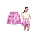 ERDEM KIDS Kız Çocuk Beli Lastikli Metalik Parlak Işıltılı 3 Katlı Fırfırlı Etek