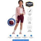 ERDEM KIDS Kız Çocuk Cepli Kruvaze Kemer Yüksek Bel Biker Günlük Koşu Yürüyüş Yoga Spor Voleybol Fitness Kısa Tayt — Bordo - 10 - 11 Yaş