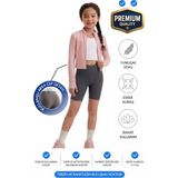 ERDEM KIDS Kız Çocuk Cepli Kruvaze Kemer Yüksek Bel Biker Günlük Koşu Yürüyüş Yoga Spor Voleybol Fitness Kısa Tayt — Füme - Gri - 8 - 9 Yaş